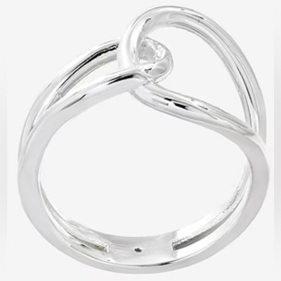 NWOT Sparkle Allure silver over brass crossover band ring - nickel free - Picture 1 of 6